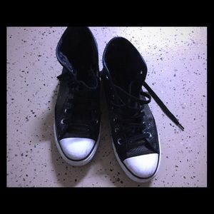 Converse Black Glitter Shoes Men 5.5, Women 7.5